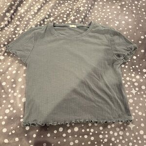 Garage Green Ribbed Crop T-Shirt